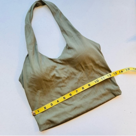 EUC Klassy Network Women's Olive Green Ribbed Halter Brami Crop Top Small - Picture 8 of 13